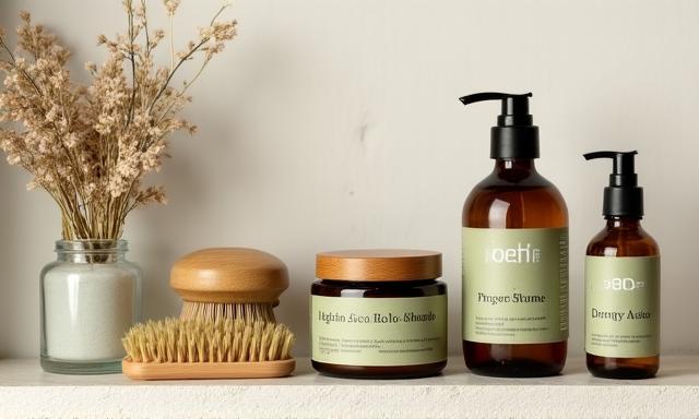 Selection of organic dog shampoos and balms