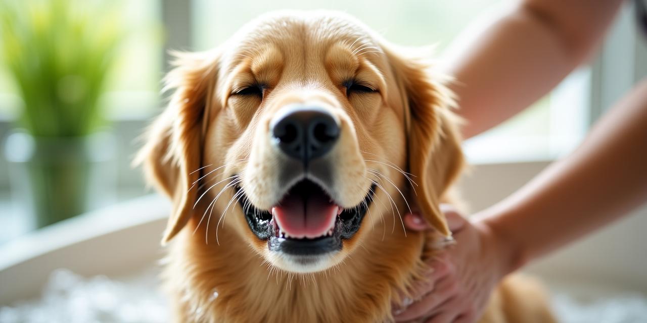 Golden Retriever receiving a gentle herbal spa treatment