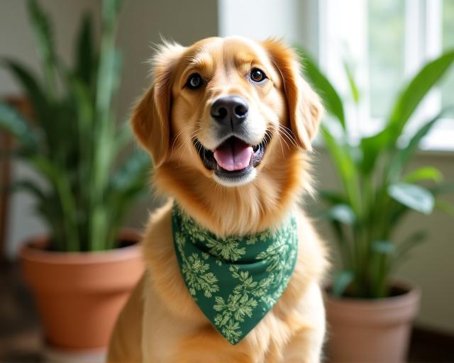 Happy clean dog enjoying a herbal spa treatment